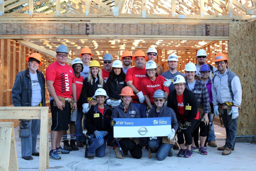 A number of Nissan employees are giving their time to support construction projects at 12 Habitat communities across the country this year. Nissan Partners with Habitat for Humanity